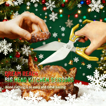 Multifunctional Heavy-Duty Kitchen Shears,Ultra Sharp Stainless Steel Poultry Shears,Multipurpose Food Scissors for Chicken, Meat,Fish, Vegetables,Bone Cutting(Silver)