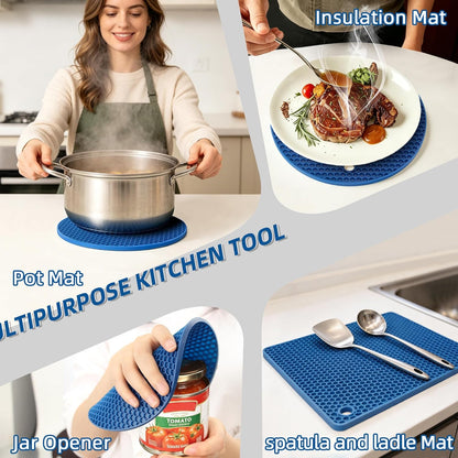 TWTLi Silicone Trivets for Hot Dishes, Set of 4 Trivet Mats, Heat Resistant Hot Pads for Kitchen Countertops, Non-Slip Honeycomb Pot Holders & Counter Protectors for Hot Pots & Pans (Black)