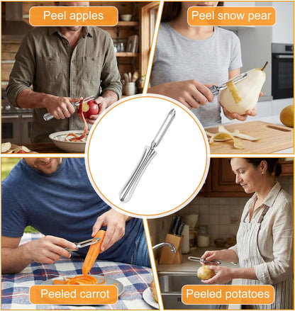 3 Pack Stainless Steel Vegetable Peeler, Stainless Steel Potato Peelers with Swivel Blade & Ergonomic Handle, Metal Potatoes Peeler for Vegetables, Fruits, Dishwasher Safe