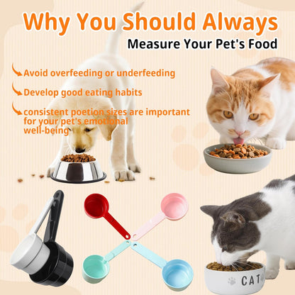 Joyinjojo Dog Cat Food Scoop - Pet Food Scoop Dog Food Measuring Cup 1/2 1/4 Cup, Comfortable Long Handle for Easy to Scoop Food, Soft Pink 1/2 Cup