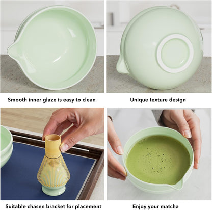 Matcha Whisk Set, Perfect Matcha Kit for Matcha Lovers Includes Ceramic Bowl, Bamboo Whisk, Holder, Scoop, Sifter & Cloth - 7 Pcs Matcha Kit