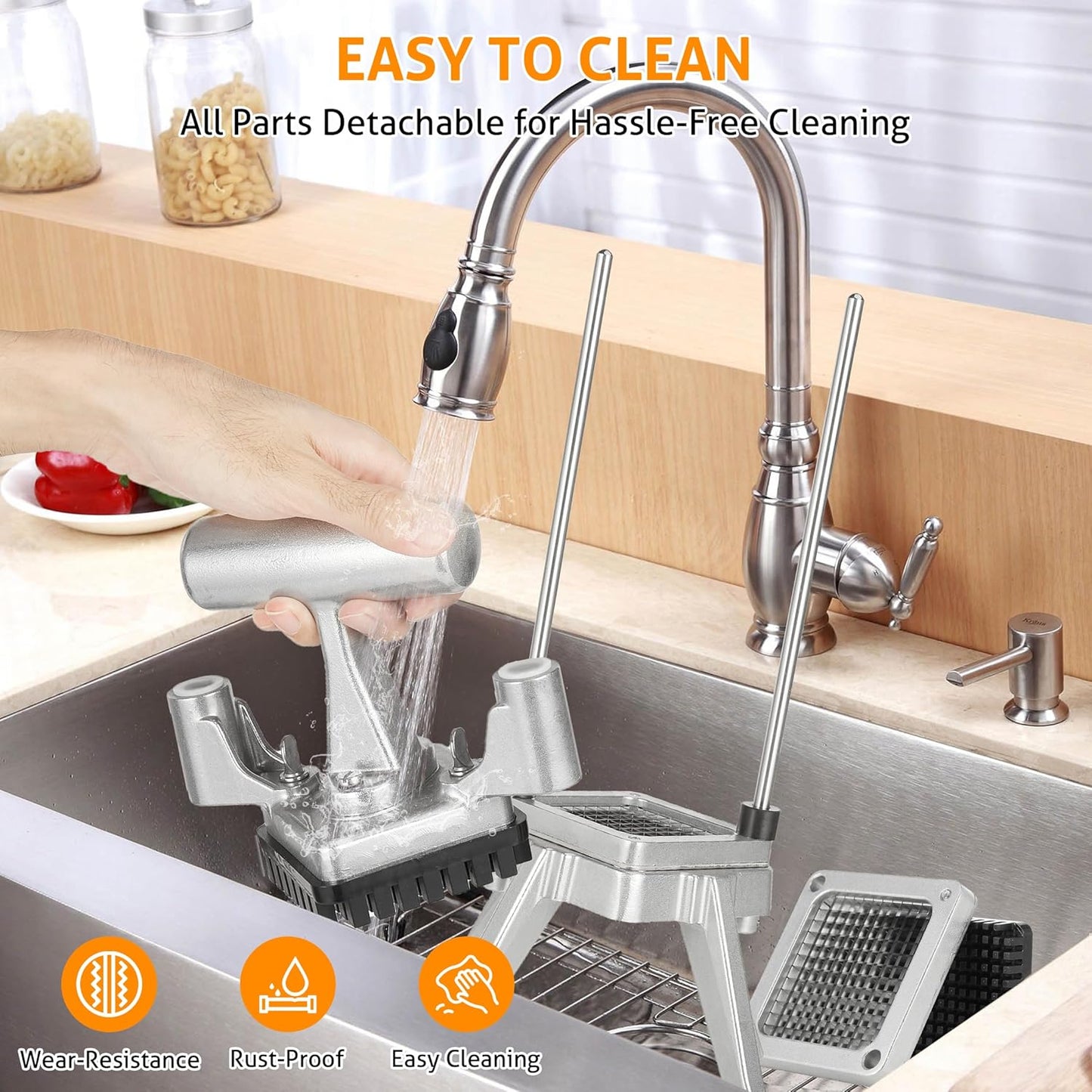 WICHEMI Commercial Chopper Vegetable Cutter Fruit Dicer w/3 Blades Commercial Onion Chopper Dicer Professional Food Dicer Heavy Duty Stainless Steel French Fry Cutter for Home Kitchen Restaurant Use
