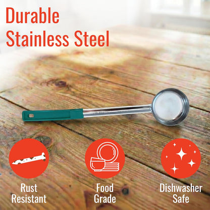 8 Ounce Solid Stainless Steel Portion Control Ladle Spoon for Measuring and Serving; Commercial Grade Serving Scoops [Pack of 2]