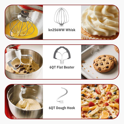 Flex Edge Beater 3Pcs for KitchenAid Mixer Attachments and Accessories Compatible with 4.5-5 Quart Tilt-Head Stand Mixers (K45WW 6-Wire Whip, 4.5-5QT Flat Beater Paddle, 4.5-5QT Dough Hook Attachment)