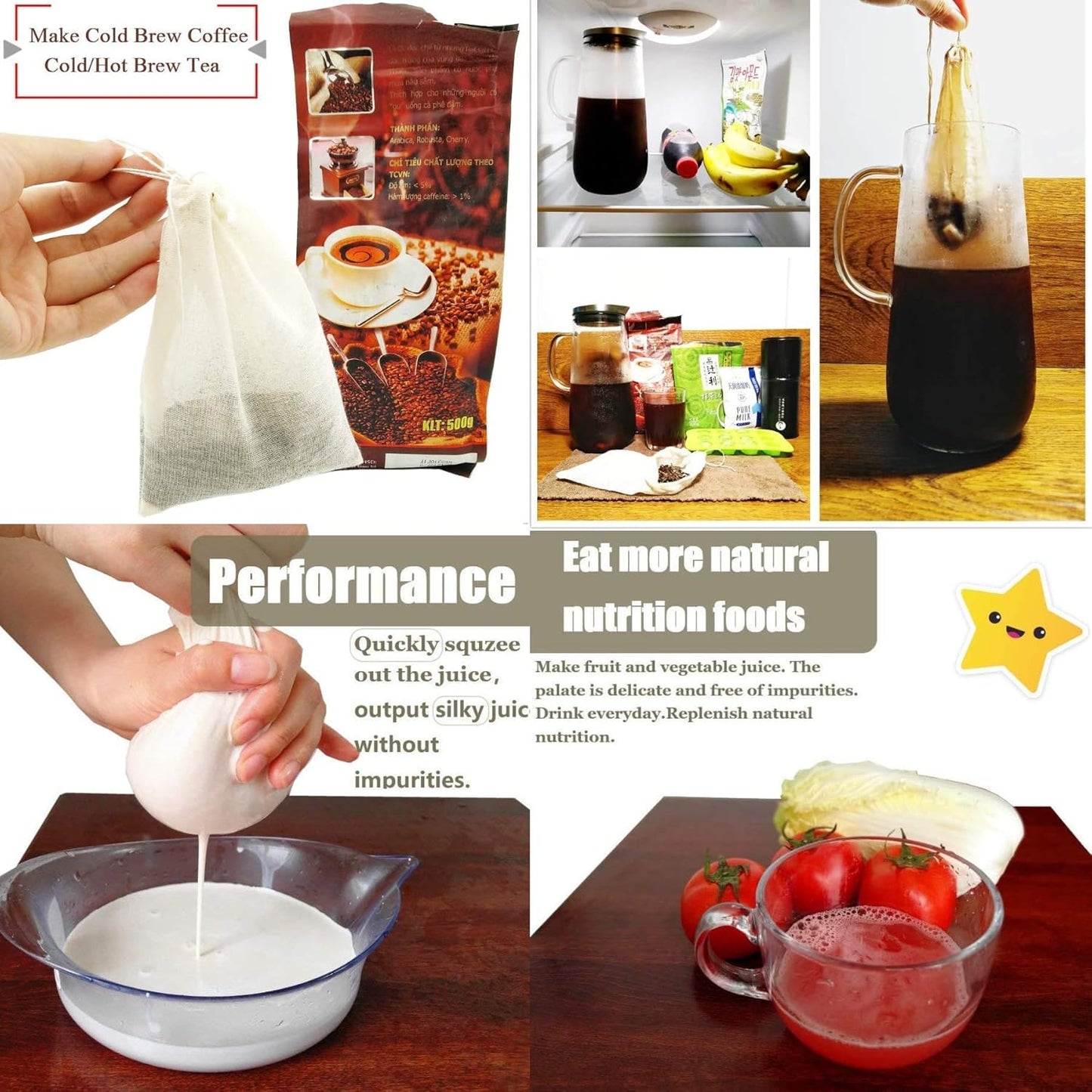 Cheesecloth Bags for Straining,Reusable Cold Brew Coffee Cheese Cloths Strainer,Large Nut Milk Tea Juice Bag,100% Natural Cotton Fine Mesh Filter Bags (X-Small,10 PACK)