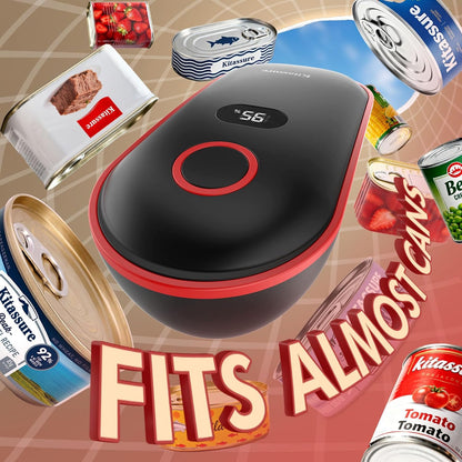 Handsfree Smart Touch Rechargeable Electric Can Opener Easy Flex Side Cut All Can Sizes with LED Display and Smooth Edge Safety for Arthritis & Seniors, Auto Kitchen Christmas Gifts (Black)
