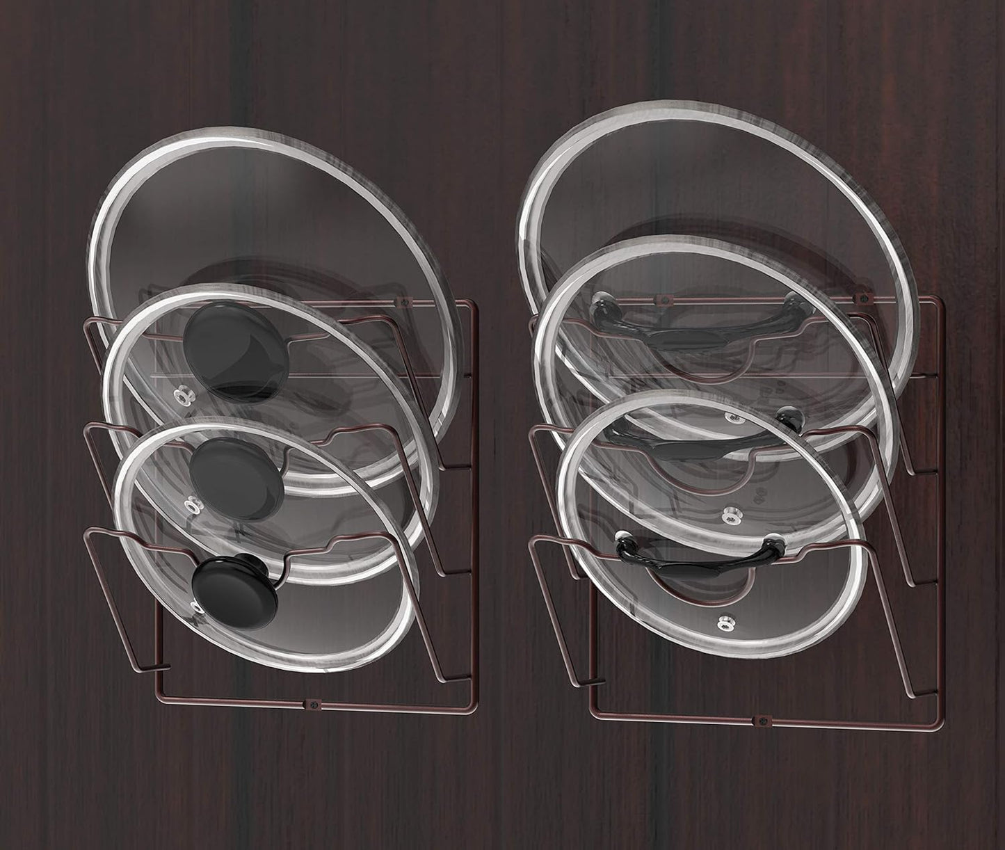 Simple Houseware 2-Pack Cabinet Door/Wall Mount Pot Lid Organizer Rack, 9.5" W x 4.5" D x 11.5”H, Chrome