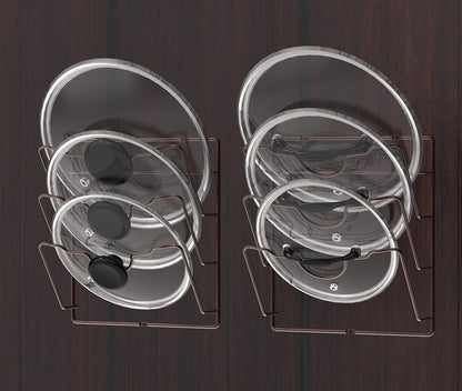 Simple Houseware 2-Pack Cabinet Door/Wall Mount Pot Lid Organizer Rack, 9.5" W x 4.5" D x 11.5”H, Chrome