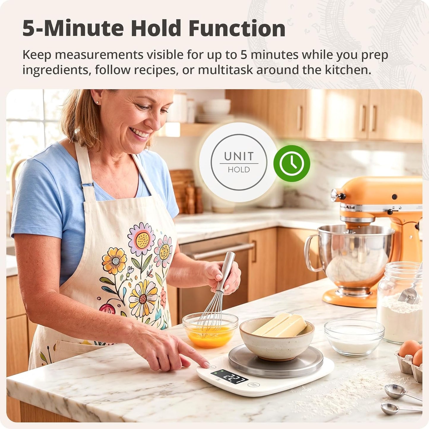 Greater Goods Digital Kitchen Scale for Baking – Food Scale with Gram & Ounce Measurements, Easy Tare & Stable Readings, Precision Scale for Sourdough Bread, Baking & Cooking, 11 lb Capacity