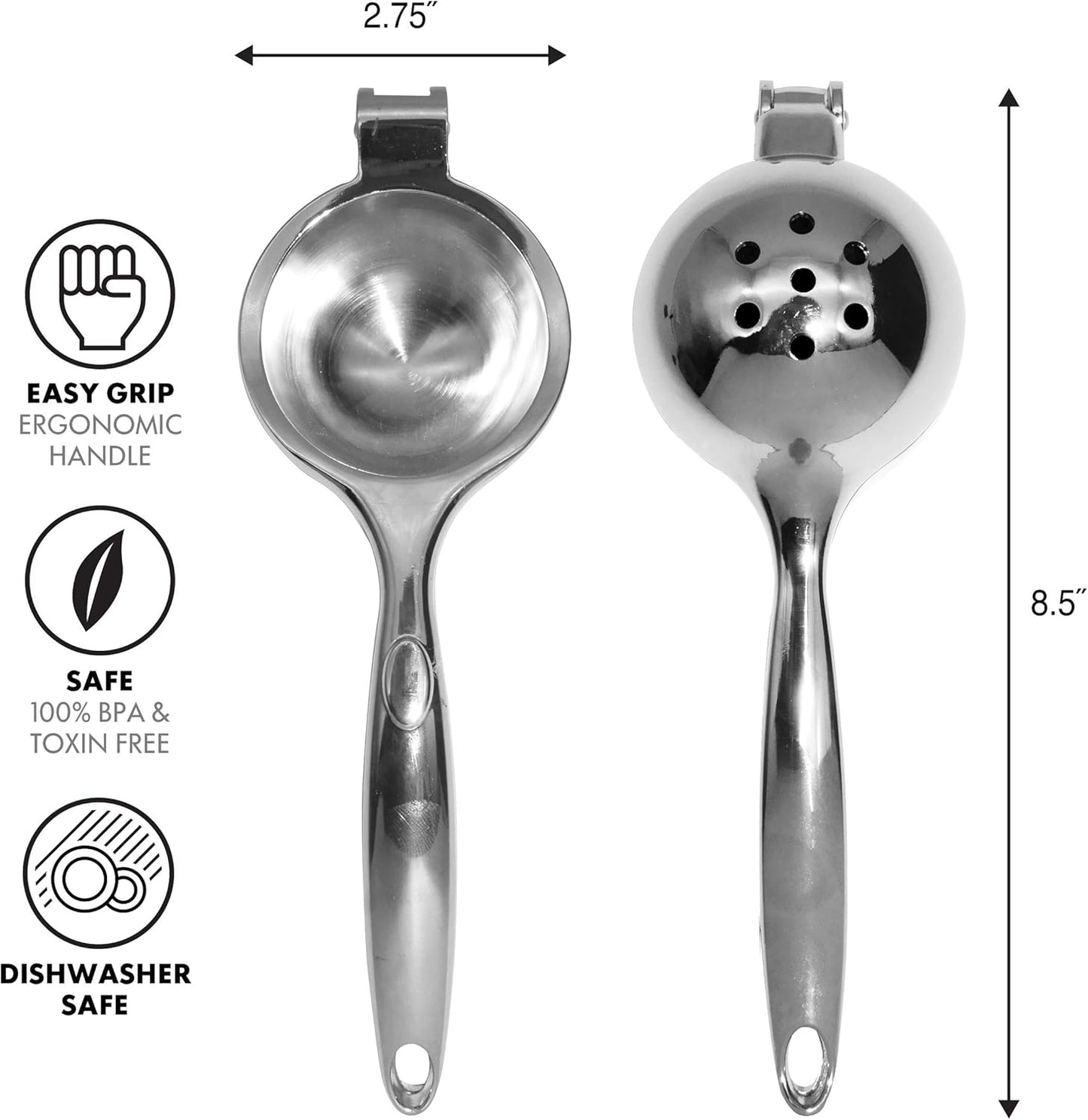 OGGI Citrus Press- Zinc Alloy Manual Citrus Juicer, Ideal Hand Juicer, this Citrus Squeezer is a Great Addition to Your Kitchen Accessories, Silver