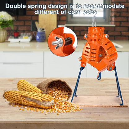 Corn Sheller Hand Crank, Steel Corn Cob Thresher with Stand, Manual Quick Corn Cob Stripper Tool for Home Use, Heavy Duty Corn Cob Stripper for Farms and Families