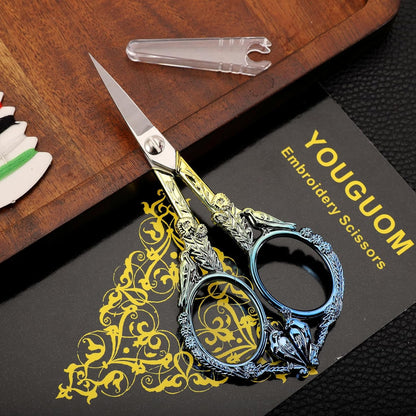 YOUGUOM Sewing Embroidery Scissors, Small Thread Scissor for Craft Artwork Needlework Yarn Knitting Detail Snips, Black Cute Bird Shears