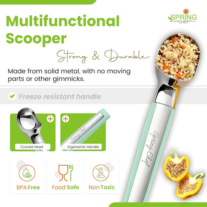 Spring Chef Heavy Duty Metal Ice Cream Scoop - Dishwasher Safe Ice Cream Scooper, Commercial Icecream Scoop Spade, Professional Kitchen Tool for Gelato, Melon, Sundae, Cookie Spoon - Black
