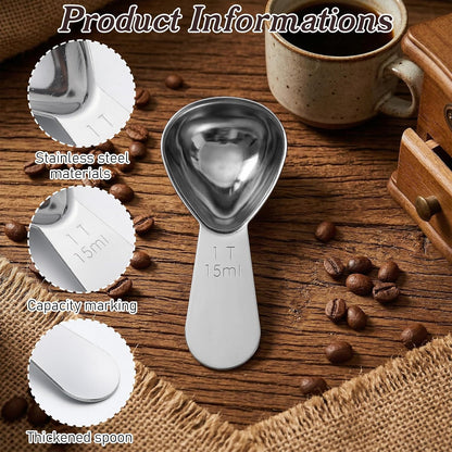 3pcs 1 Tbsp Stainless Steel Measuring Spoon, 1 Tablespoon Coffee Scoopers for Ground Coffee, Short Handle for Flour Tea Sugar Fits into Canisters
