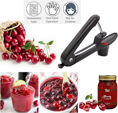 Cherry Pitter Tool, Heavy-Duty Cherry Seed Core Remover, Cherry Pitter Remover Tool with Space-Saving Lock Design, Pit Remover for Cherries (Green)