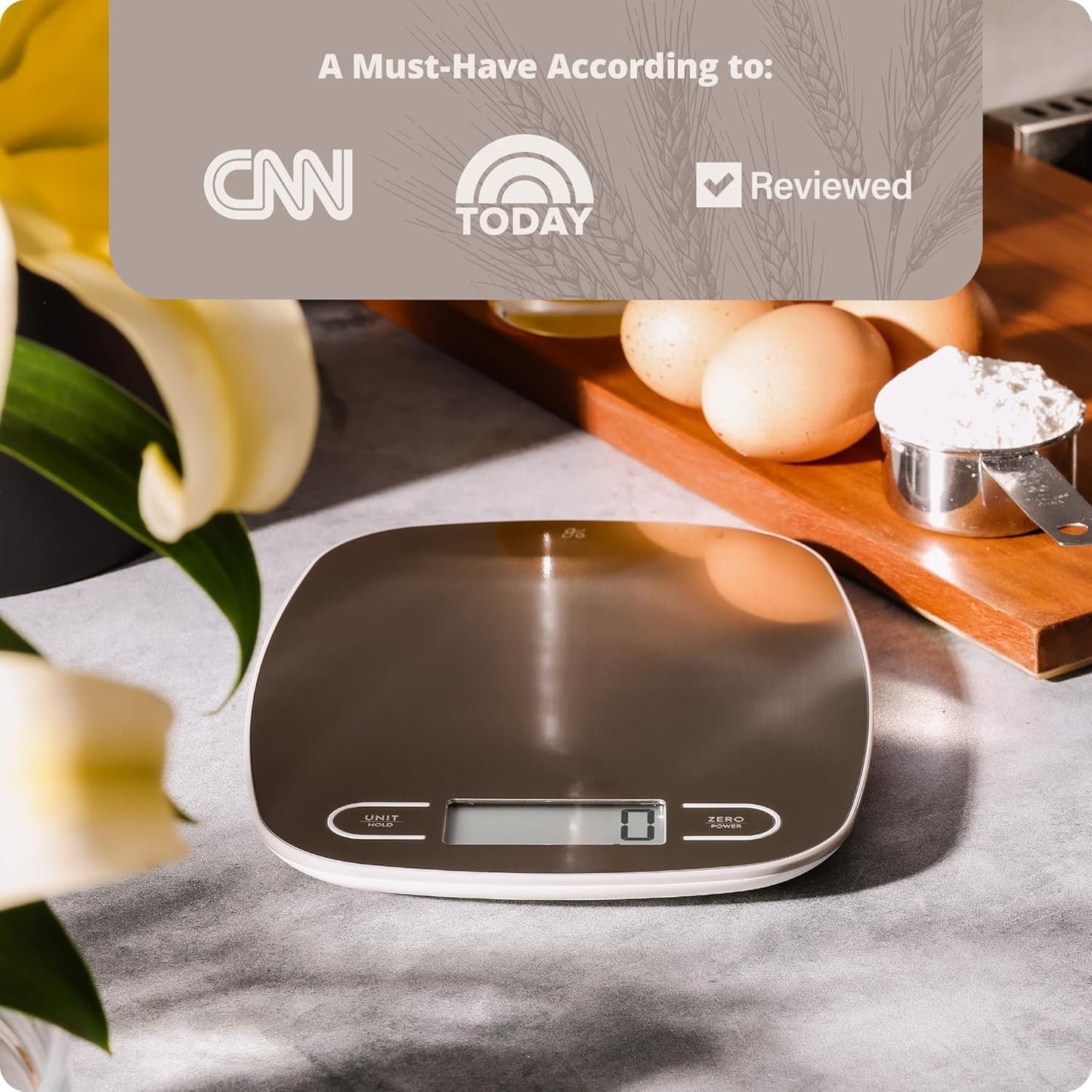 Greater Goods Food Scale – Digital Kitchen Scale, 1g Precision, Easy-Tare & Quick Conversion, Slim Compact Design, Durable & Portable | Ideal for Cooking, Baking & Meal Prep