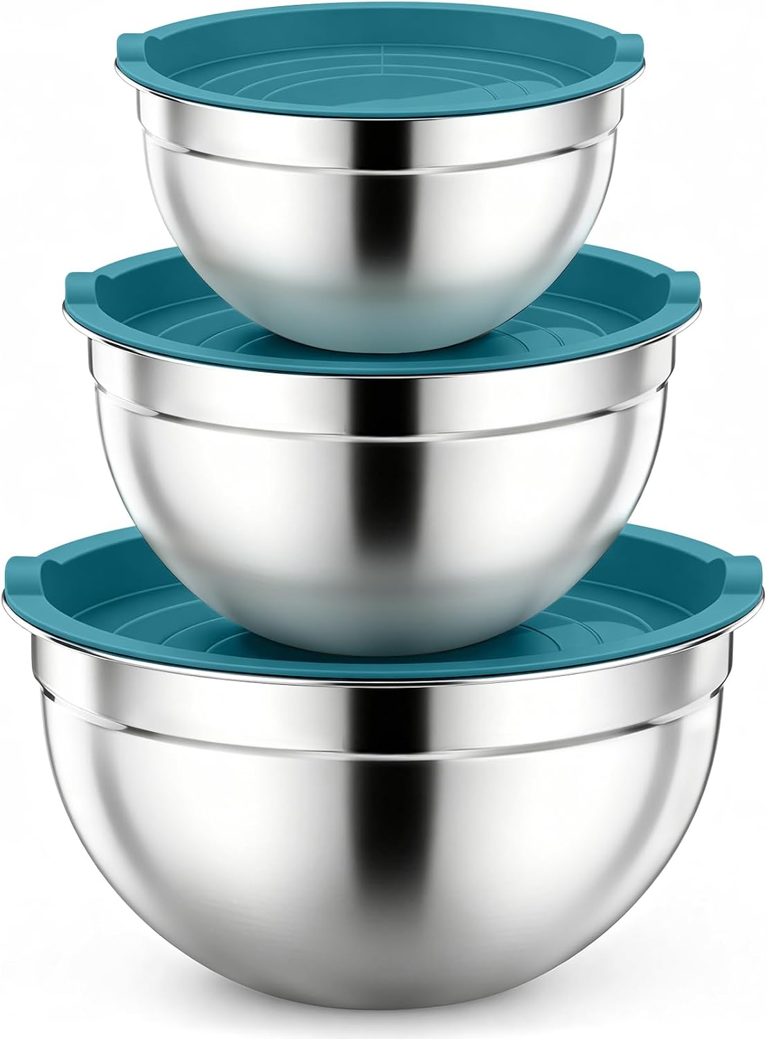 Stainless Steel Mixing Bowls with Airtight Lids, Blue