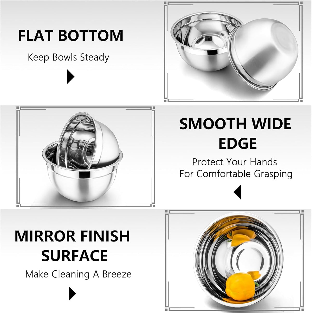 Stainless Steel Mixing Bowls with Airtight Lids, Blue