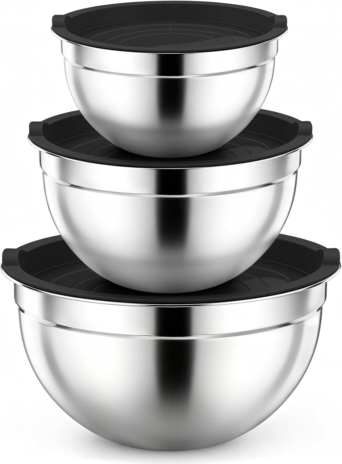 Stainless Steel Mixing Bowls with Airtight Lids, Blue