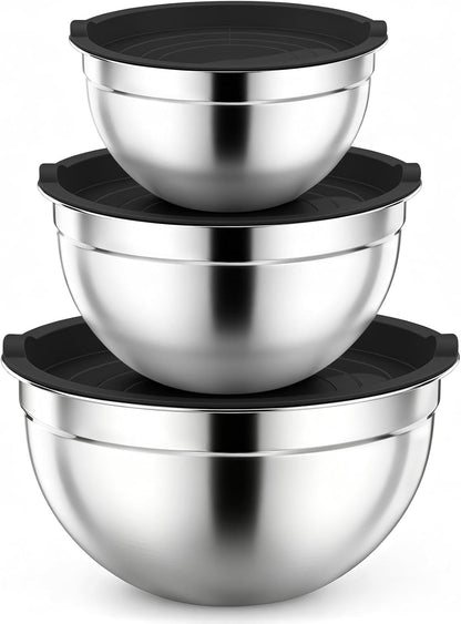 Stainless Steel Mixing Bowls with Airtight Lids, Blue