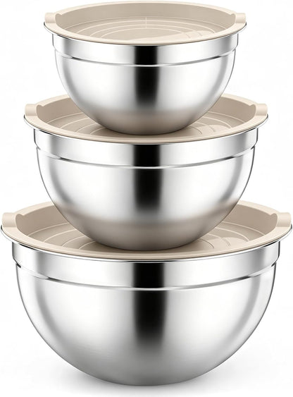 Stainless Steel Mixing Bowls with Airtight Lids, Blue