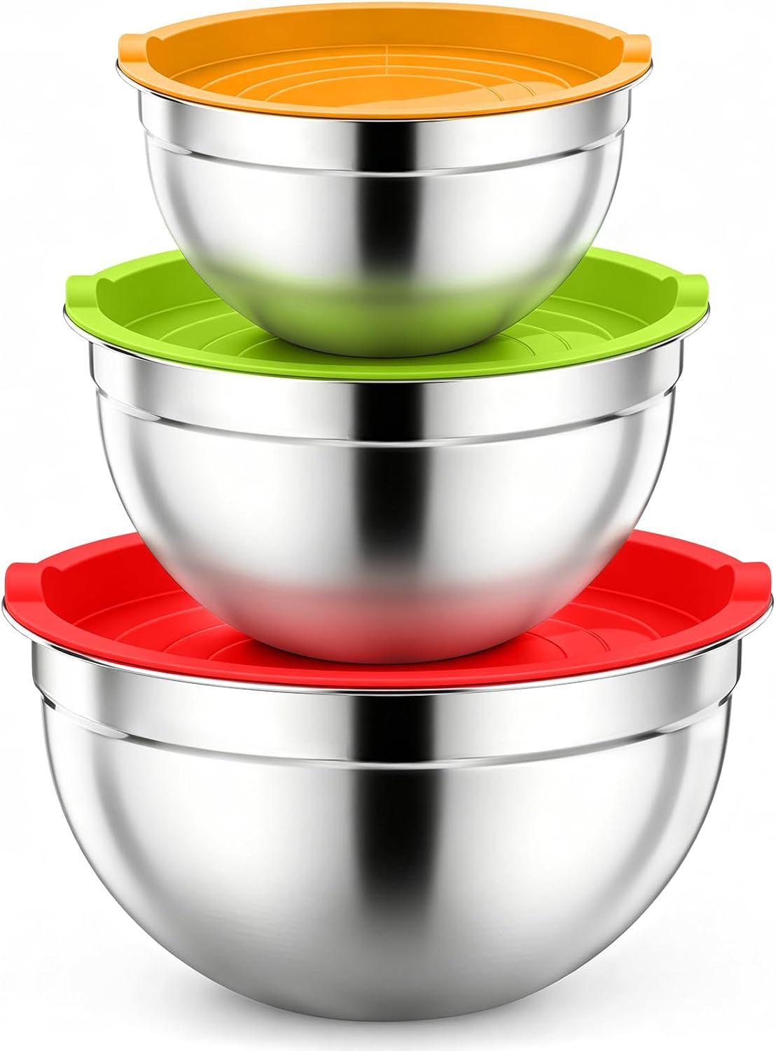 Stainless Steel Mixing Bowls with Airtight Lids, Blue
