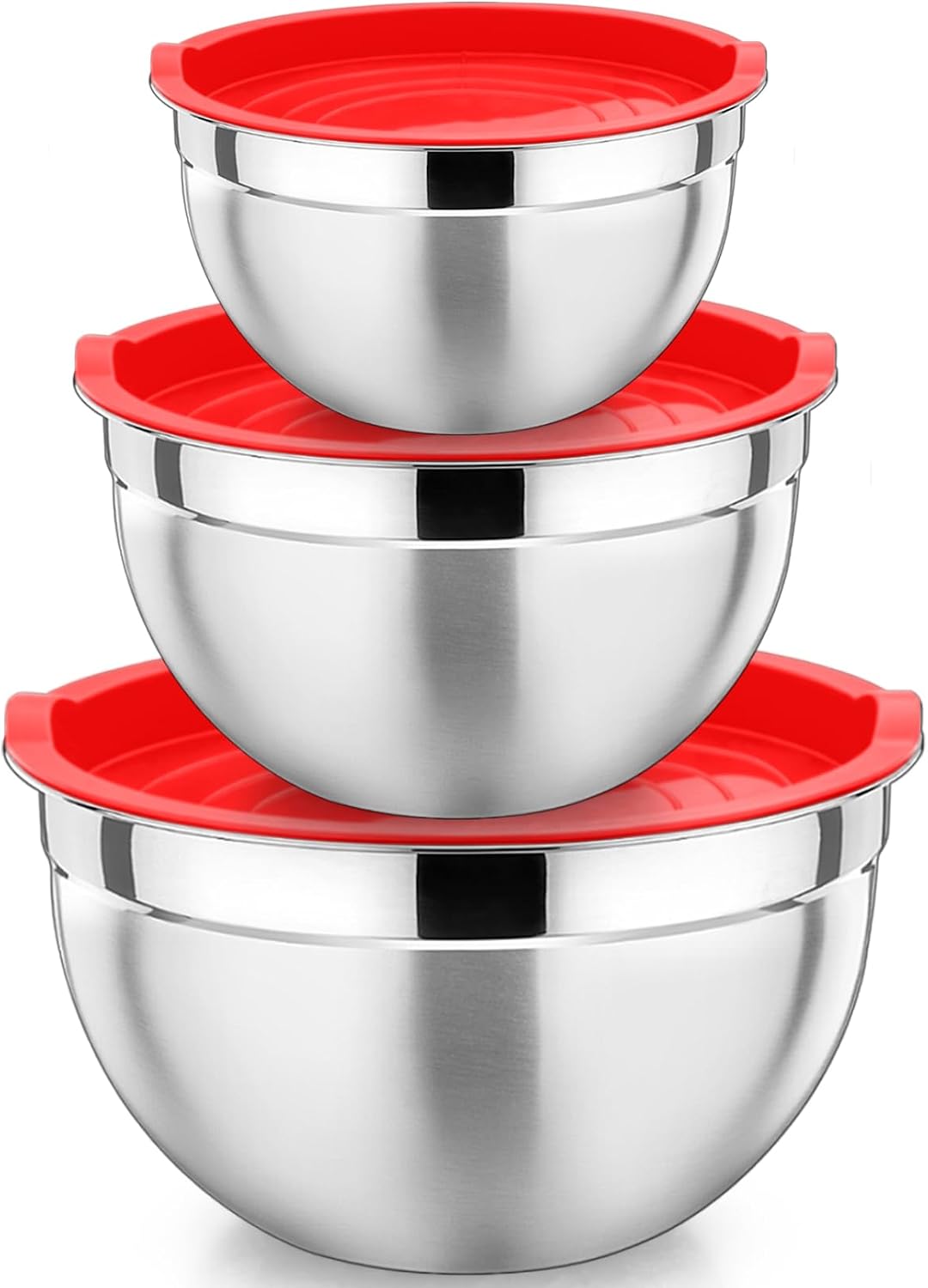 Stainless Steel Mixing Bowls with Airtight Lids, Blue