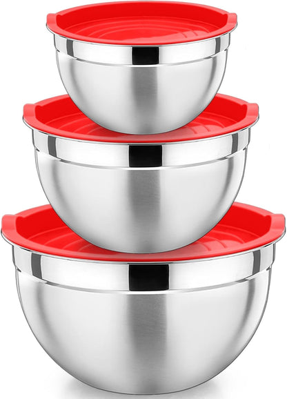 Stainless Steel Mixing Bowls with Airtight Lids, Blue