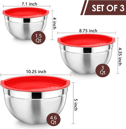 Stainless Steel Mixing Bowls with Airtight Lids, Blue