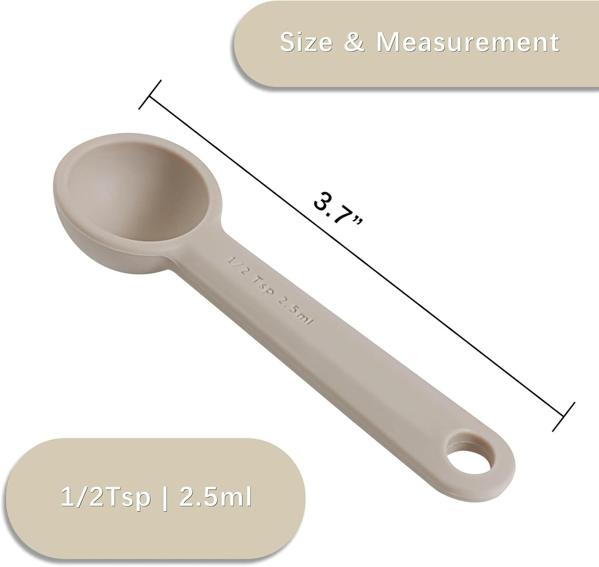 1PCS 1/2tsp(2.5ml) Silicone Measuring Spoon