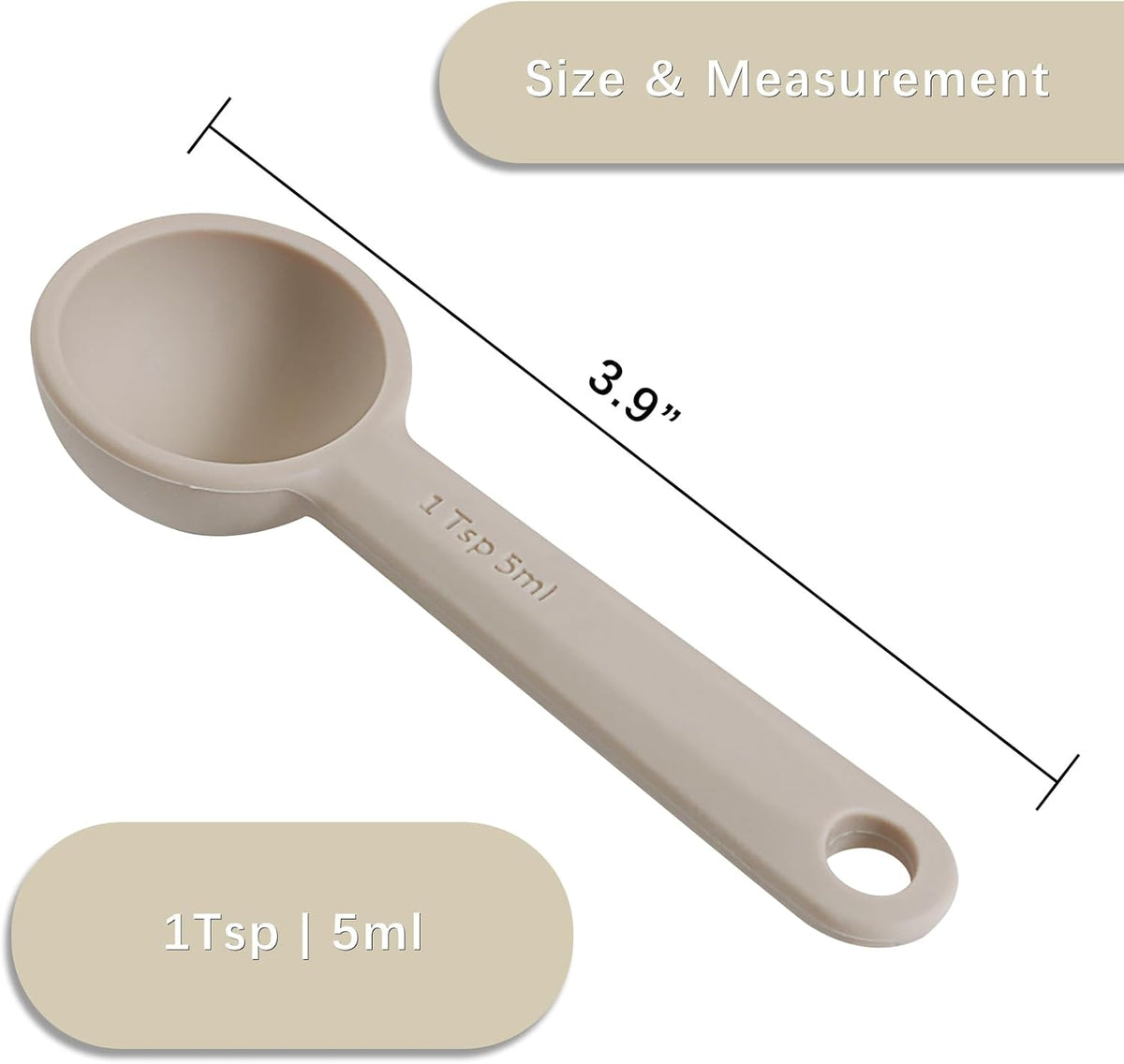1PCS 1/2tsp(2.5ml) Silicone Measuring Spoon