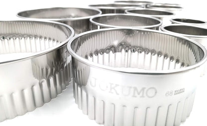 11 Piece Graduated Sizes Fluted Edge Round Pastry/Cookie Cutter Set Heavy Duty 18/8 304 Stainless Steel – Metal Engrave Size –Tin Storage Box for Scones, Pastries, Baking, Desserts, Muffins