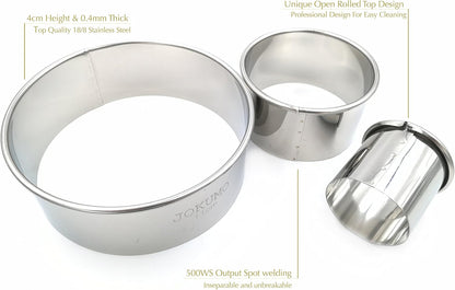 11 Piece Graduated Sizes Fluted Edge Round Pastry/Cookie Cutter Set Heavy Duty 18/8 304 Stainless Steel – Metal Engrave Size –Tin Storage Box for Scones, Pastries, Baking, Desserts, Muffins
