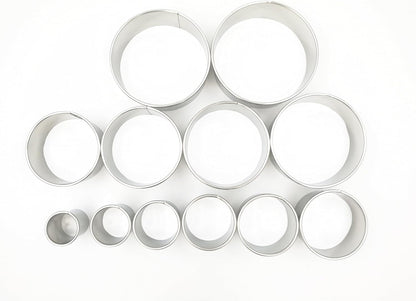 11 Piece Graduated Sizes Fluted Edge Round Pastry/Cookie Cutter Set Heavy Duty 18/8 304 Stainless Steel – Metal Engrave Size –Tin Storage Box for Scones, Pastries, Baking, Desserts, Muffins