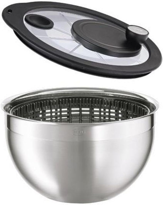 15695 Stainless Steel Large Salad Spinner with Glass Lid