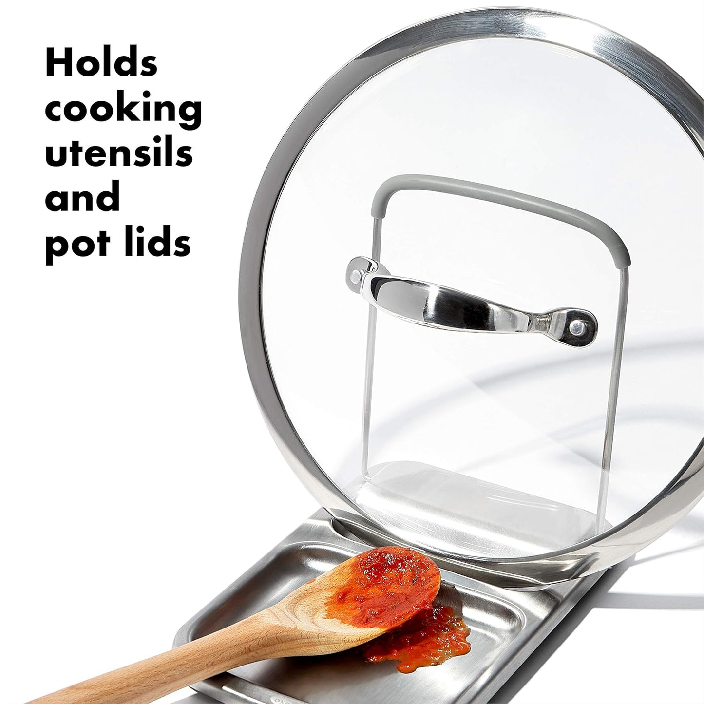 Good Grips Stainless Steel Spoon Rest with Lid Holder