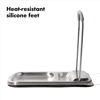 Good Grips Stainless Steel Spoon Rest with Lid Holder
