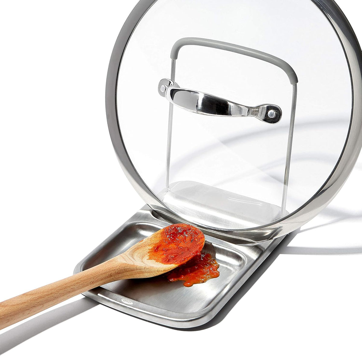 Good Grips Stainless Steel Spoon Rest with Lid Holder