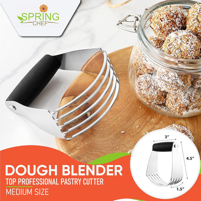 Large Dough Blender For Baking - Durable Pastry Blender - Mint | Heavy Duty Dough Mixer Hand Tool w/ Stainless Steel Blades, Professional Pastry Cutter Tool for Easy Mixing, Dishwasher Safe