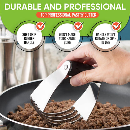 Large Dough Blender For Baking - Durable Pastry Blender - Mint | Heavy Duty Dough Mixer Hand Tool w/ Stainless Steel Blades, Professional Pastry Cutter Tool for Easy Mixing, Dishwasher Safe