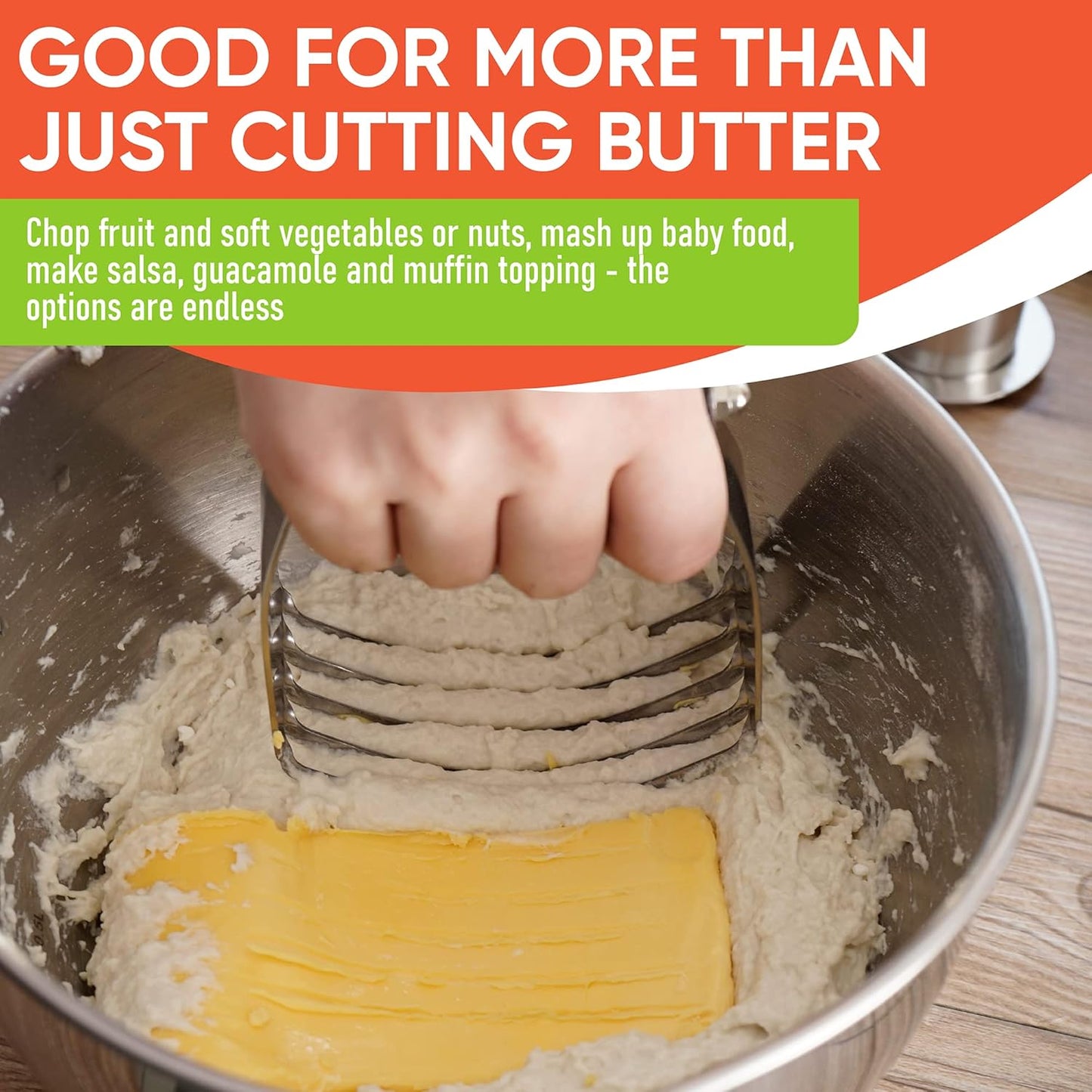 Large Dough Blender For Baking - Durable Pastry Blender - Mint | Heavy Duty Dough Mixer Hand Tool w/ Stainless Steel Blades, Professional Pastry Cutter Tool for Easy Mixing, Dishwasher Safe