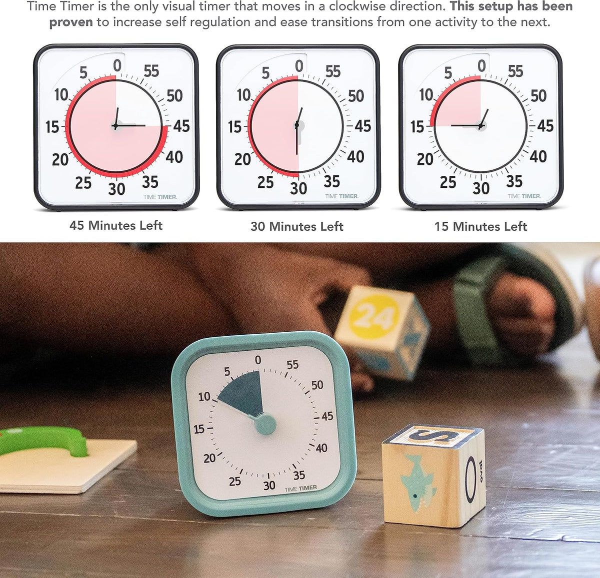 Home MOD – 60-Minute Visual Timer Home Edition, Silent Operation Study Tool for Kids Desk, Homeschool Supplies, Office & Meetings (Fern Green)