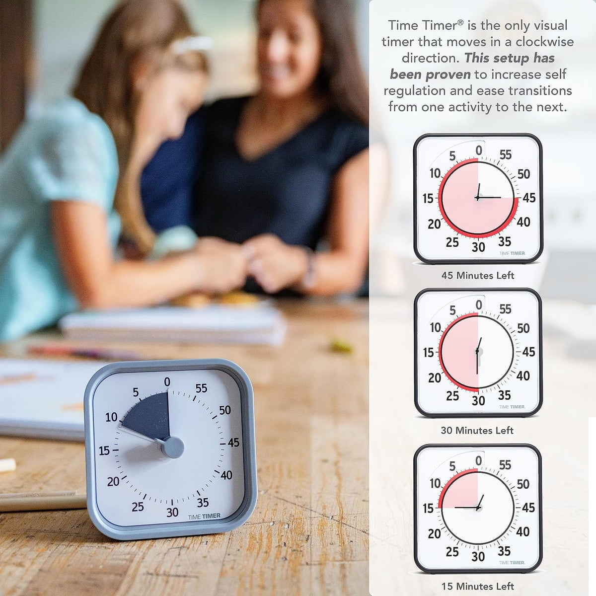 Home MOD – 60-Minute Visual Timer Home Edition, Silent Operation Study Tool for Kids Desk, Homeschool Supplies, Office & Meetings (Fern Green)
