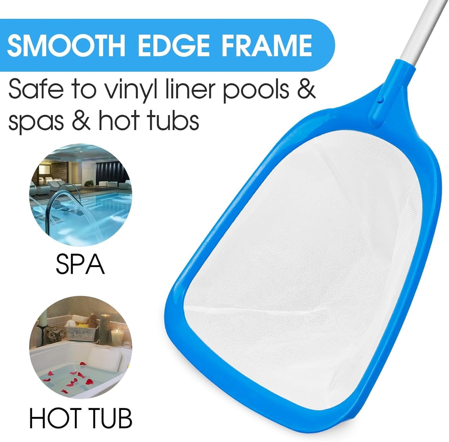 Pool Skimmer Hot Tub Skimmer Spa Net with 12'' Aluminum Pole Ultra Fine Mesh Pool Net Handy Leaf Skimmer for Small Pools Fine Debris