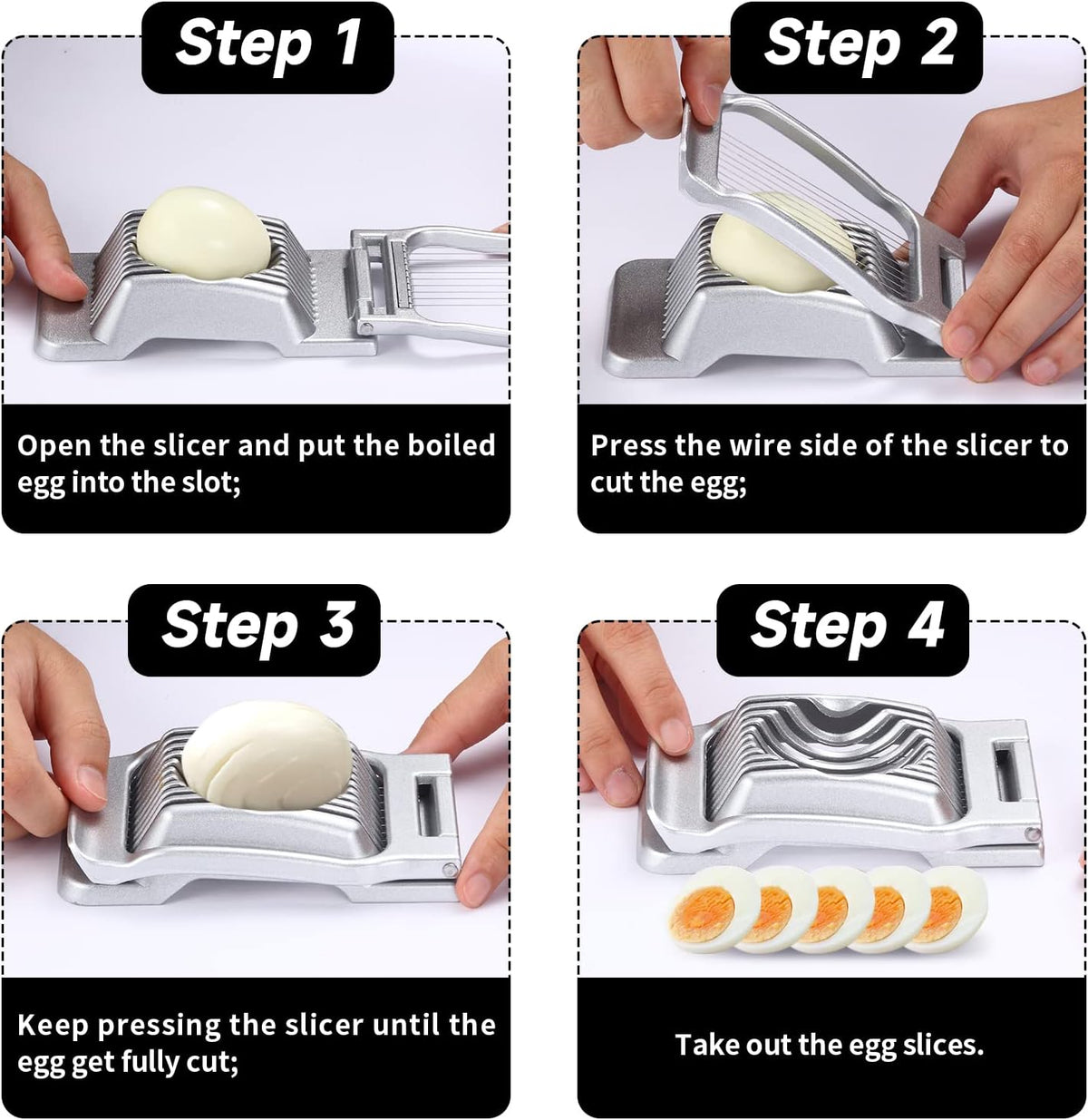 2 Packs Egg Slicer,Strawberry Slicers, Stainless Steel Wire Egg Slicer