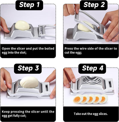 2 Packs Egg Slicer,Strawberry Slicers, Stainless Steel Wire Egg Slicer