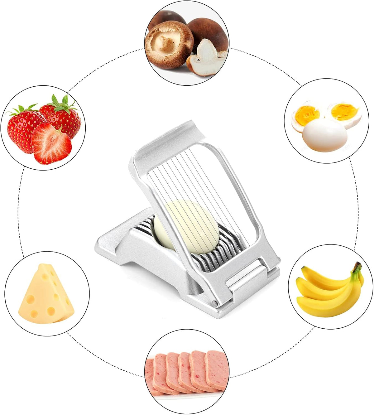 2 Packs Egg Slicer,Strawberry Slicers, Stainless Steel Wire Egg Slicer