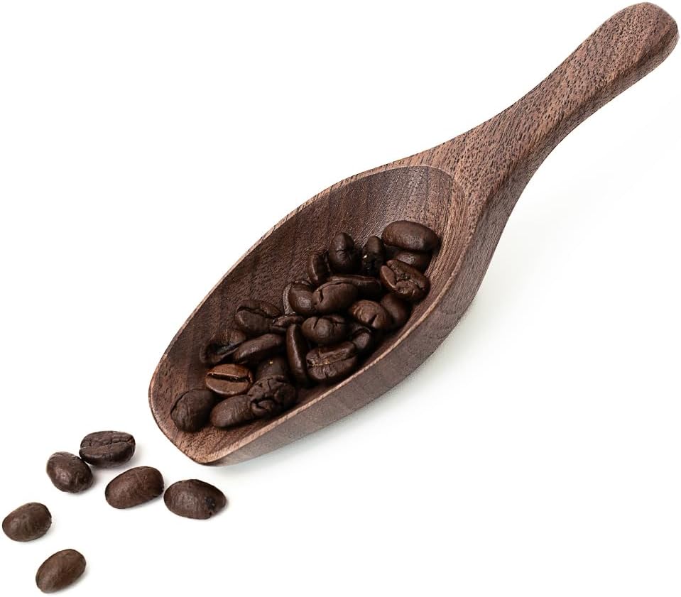 Black Walnut Coffee Scoop for Ground Coffee, Loose Tea & Bath Salts, 1 Tablespoon/15ml, Multi-Purpose Kitchen Scooping Tool for Jars, Canisters & Coffee Brewing Accessories(1pcs)