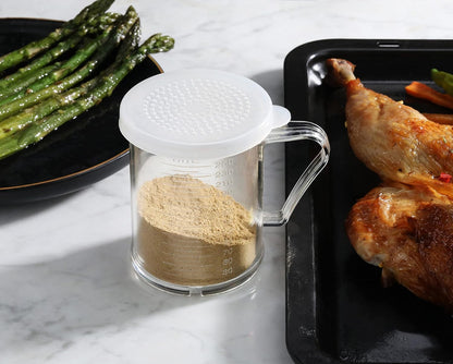 22513 Polycarbonate Plastic Dredge Shaker with 3 Snap-on Lids, Seasoning Sugar Spice Pepper Shaker, 10 OZ