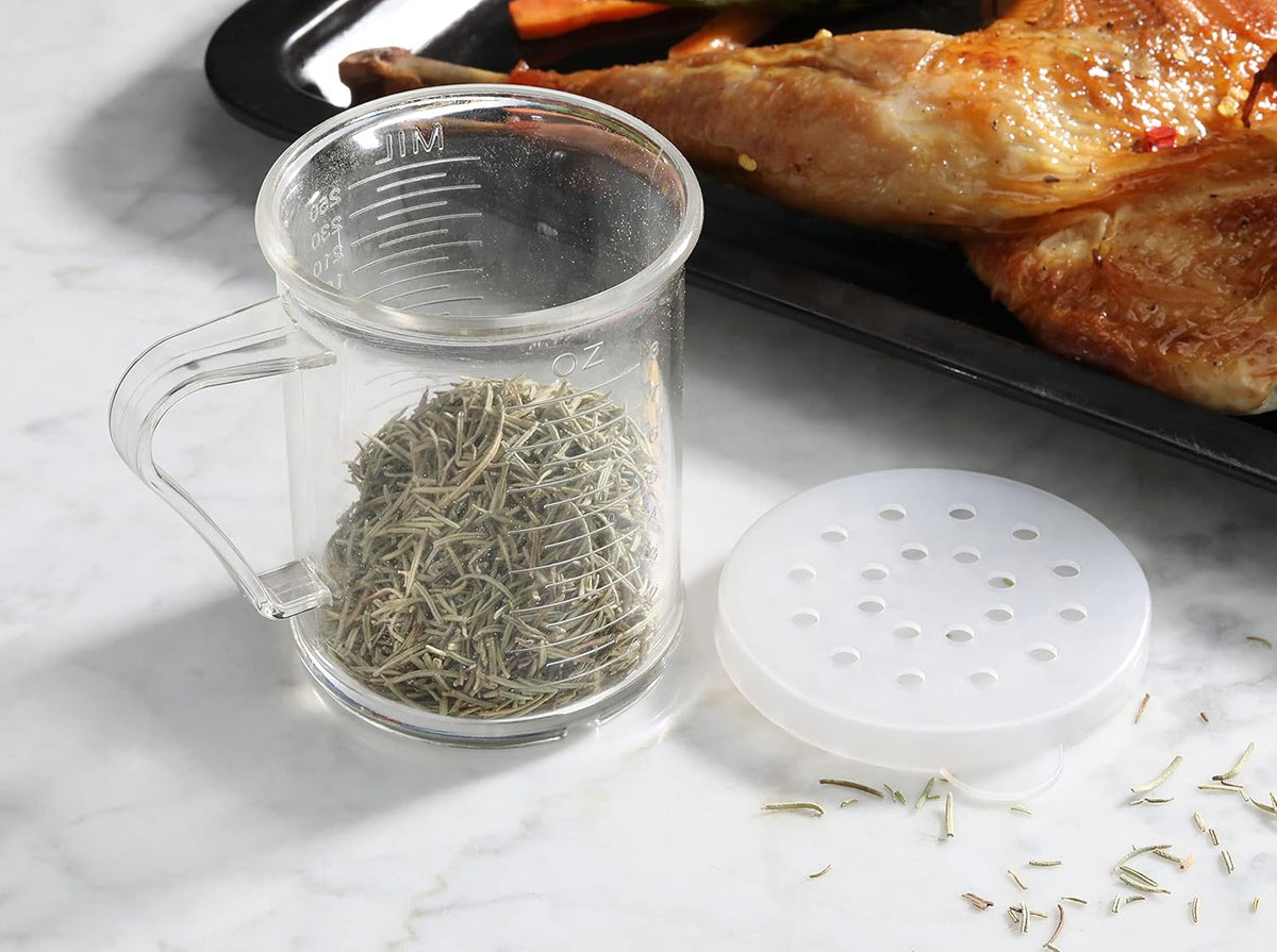 22513 Polycarbonate Plastic Dredge Shaker with 3 Snap-on Lids, Seasoning Sugar Spice Pepper Shaker, 10 OZ